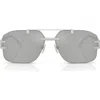 Versace 60mm Rectangular Sunglasses In Silver