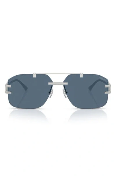 Versace 60mm Rectangular Sunglasses In Silver