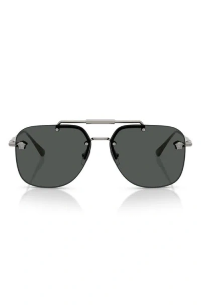 Versace 60mm Square Sunglasses In Silver