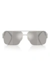 Versace 61mm Rectangular Sunglasses In Gray