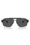 Versace 62mm Medusa Medallion Oval Sunglasses In Matte Black