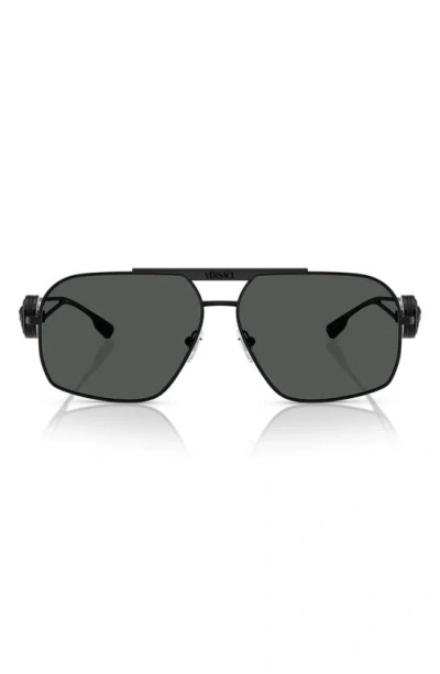 Versace 62mm Medusa Medallion Oval Sunglasses In Matte Black