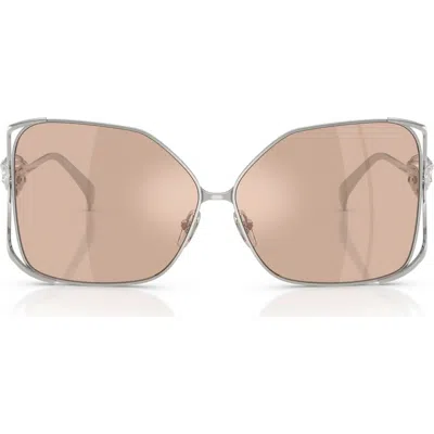 Versace 62mm Oversize Square Sunglasses In Silver