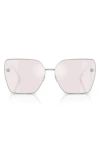 Versace 63mm Oversize Square Sunglasses In Silver