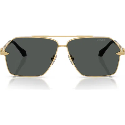 VERSACE VERSACE 63MM PILOT SUNGLASSES