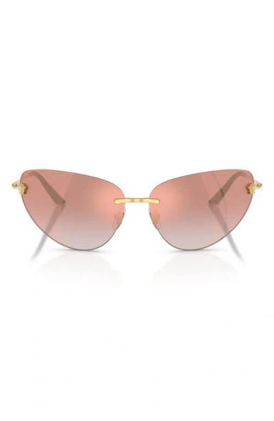 Versace 64mm Gradient Cat Eye Sunglasses In Gold/pink Mirror Pink