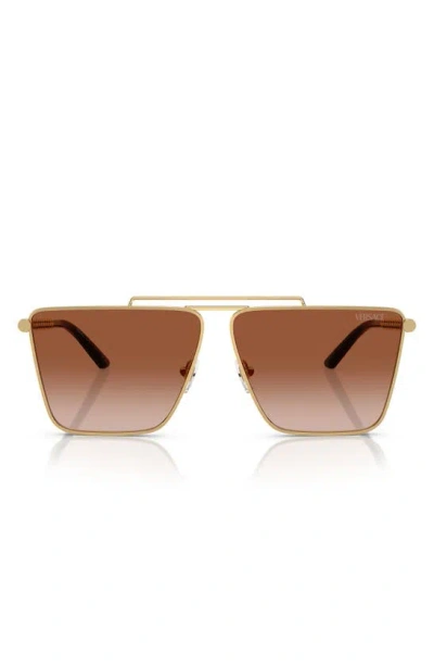 Versace 64mm Greca Oversize Square Sunglasses In Gold