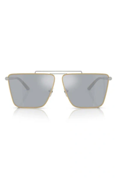 Versace 64mm Mirrored Oversize Pillow Sunglasses In Blue Mirror