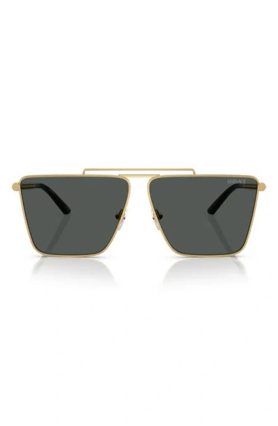 Versace 64mm Oversize Pillow Sunglasses In Gold Dark Grey