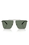 Versace 64mm Oversize Pillow Sunglasses In Gunmetal Green