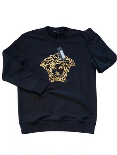 Pre-owned Versace $650  Crewneck Women's Black Medusa Logo Sweater 8 Us (42 Euro) 85402