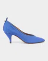 Versace Chic Medium Heeled Pointed Toe Pumps In Blue