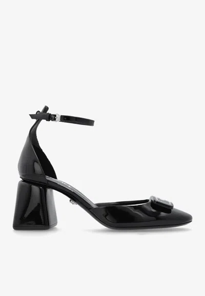 Versace 70 Patent Leather Heeled Pumps In Black