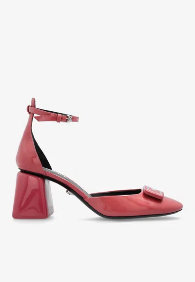 Versace 70 Patent Leather Heeled Pumps In Pink
