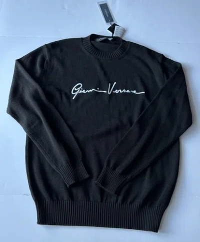 Pre-owned Versace $700  Signature Cotton Knit Sweater Black 50 (large) Italy A85006