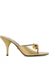 Versace Open Toe High Heel Sandals In Gold