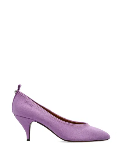 Versace 70mm Leather Heeled Pumps In Purple