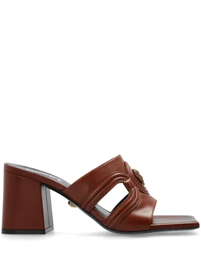 Versace 70mm Medusa Mules In Brown