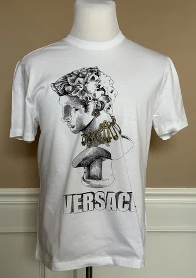 Pre-owned Versace $775  Mitchel Fit Logo White Jersey T-shirt Xl 1008485 Italy