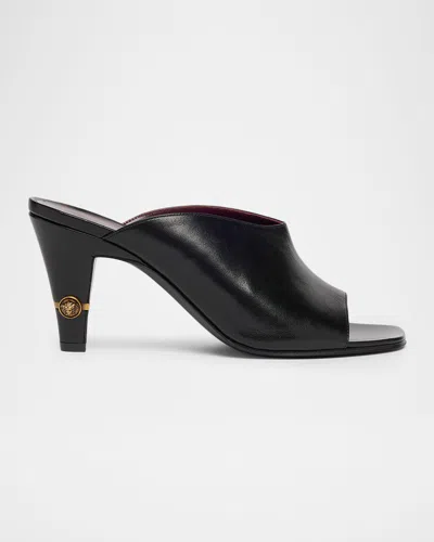 Versace 80mm Medusa Lambskin Leather Mules In Black