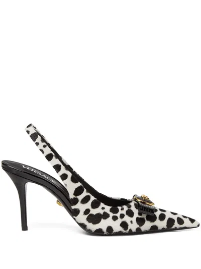 VERSACE 85MM DALMATIAN GIANNI RIBBON PUMPS