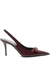 Versace Gianni Ribbon 85 Patent Leather Slingback Pumps In Red