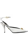 Versace La Medusa Leather Slingback Pumps 85 Mm In White