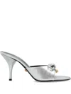 Versace Opera Bow Slide Sandal In Silver