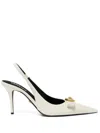 Versace Gianni Ribbon 85 Leather Slingback Pumps In Multi