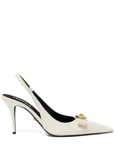 Versace 85mm Leather Pumps In White