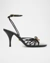Versace 85mm Opera Bow Leather Sandals In Black