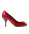 Versace Red Opera Bow Patent 85 Mm Heels In Red