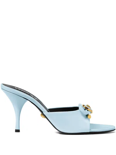 Versace 85mm Opera Bow Stiletto-heel Sandals In Blue