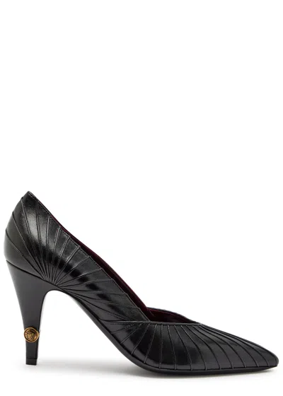 Versace 90 Pintuck Leather Pumps In Black
