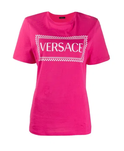 Versace 90's Vintage Logo Print T-shirt In Pink