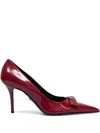 Versace 90mm Bow-embellished Pointed-toe Pumps In Red