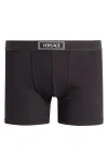 Versace 90s Logo Long Trunks In Black