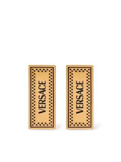 Versace 90s Logo Earrings In Pink