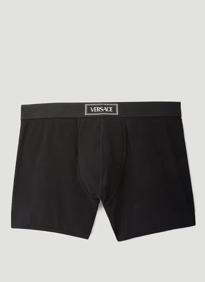 Versace 90s Logo Long Trunks In Black