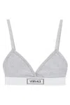 Versace Bralette A Coste Con Logo 90s Vintage In Grey