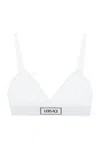 Versace Ribbed Stretch-cotton Soft-cup Triangle Bra In Bianco