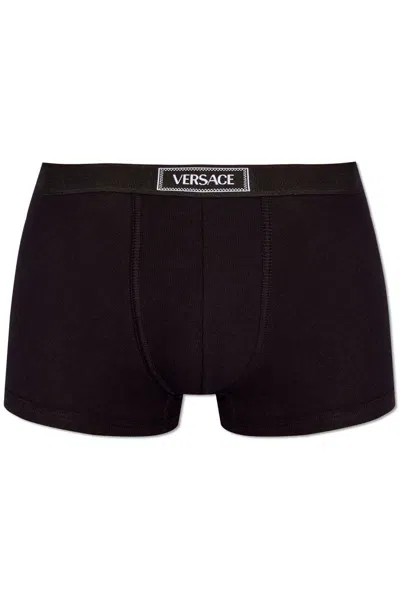 VERSACE 90S LOGO-WAISTBAND STRETCHED BOXER BRIEFS