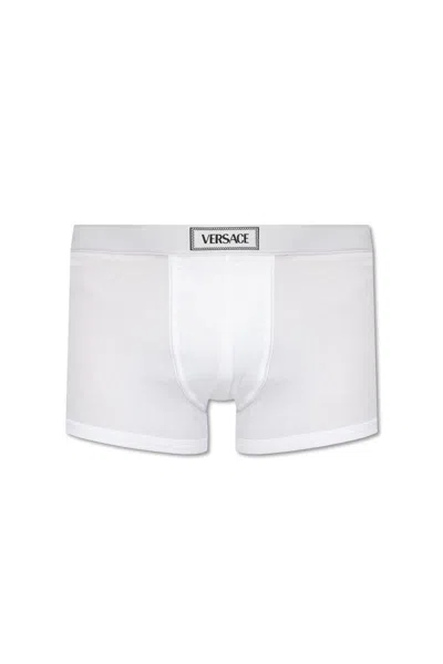 Versace 90s Logo-waistband Stretched Boxer Briefs In White