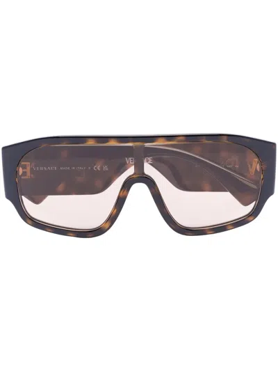 Versace 90s Mask Sunglasses In 褐色