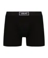Versace 90s Vintage Logo Ribbed Long Boxer Shorts