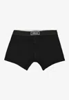 Versace Black 90s Vintage Logo Ribbed Boxer Briefs In Black