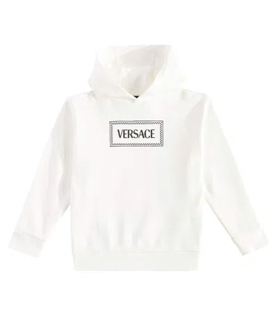 Versace Babies' 90s Vintage Logo Cotton Jersey Hoodie In White