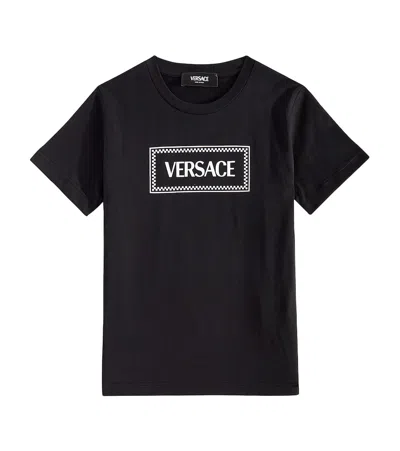 Versace Kids' 90s Vintage Logo Cotton Jersey T-shirt In Black