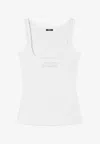 Versace 90s Vintage Logo Ribbed Knit Tank Top In White