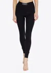 Versace Logo Print Slim Fit Ankle Length Leggings In Black